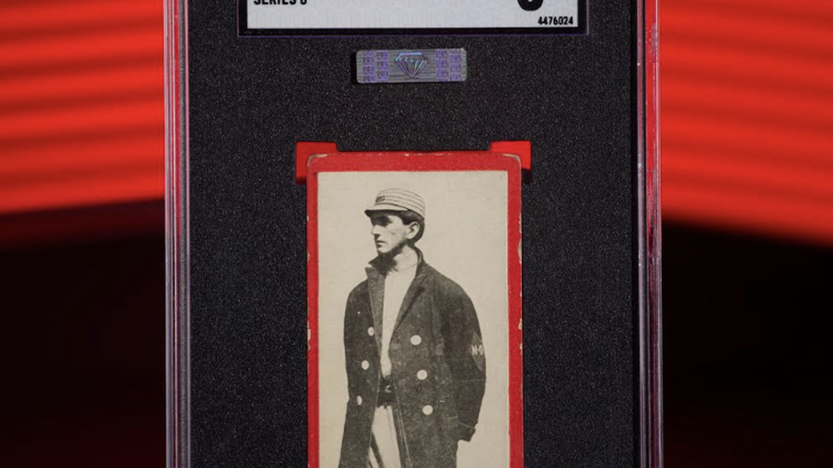 A 1910 Old Mill Cigarettes Series 8 Joe Jackson baseball card is being auctioned by Heritage Auctions.