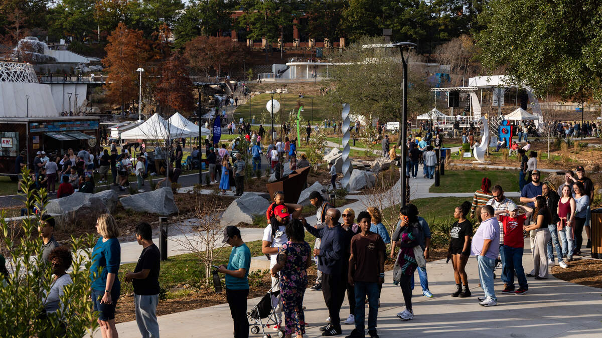 The newly-reopened Finlay Park bustles with activity during the Jam Room Music Festival on Saturday, November 15, 2025. Finlay Park will host the 10th annual Juneteenth Freedom Fest on June 20 from 2 p.m. to 8 p.m.