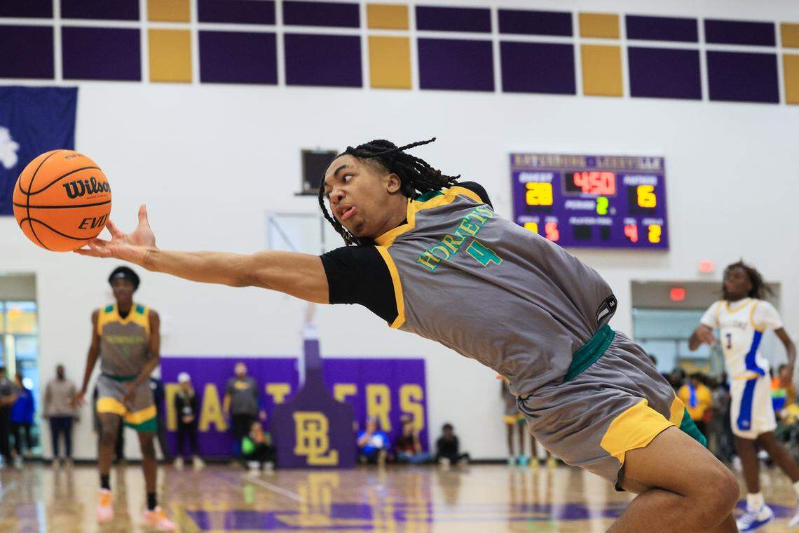 C.A. Johnson’s Jeremiah Knightner (4) tries to recover the ball during the game against Horse Creek Academy at Batesburg-Leesville on Saturday, Feb. 28, 2026.
