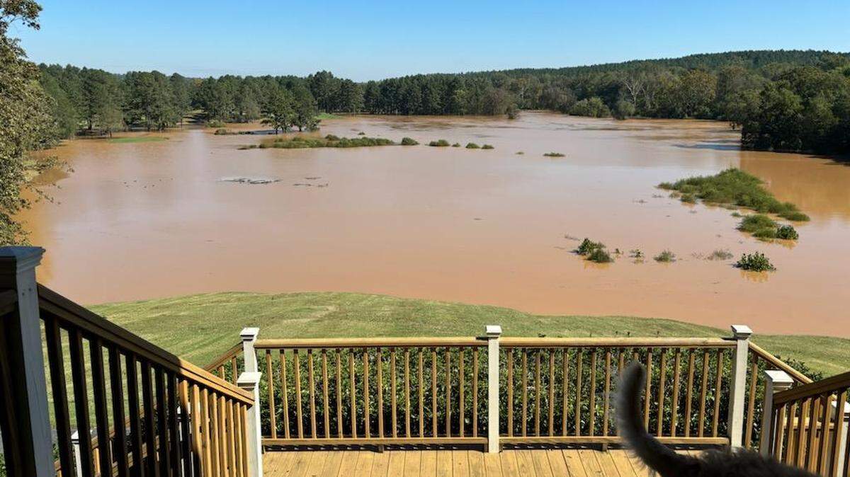 A view of the 18th hole at Musgrove Mill from the clubhouse.