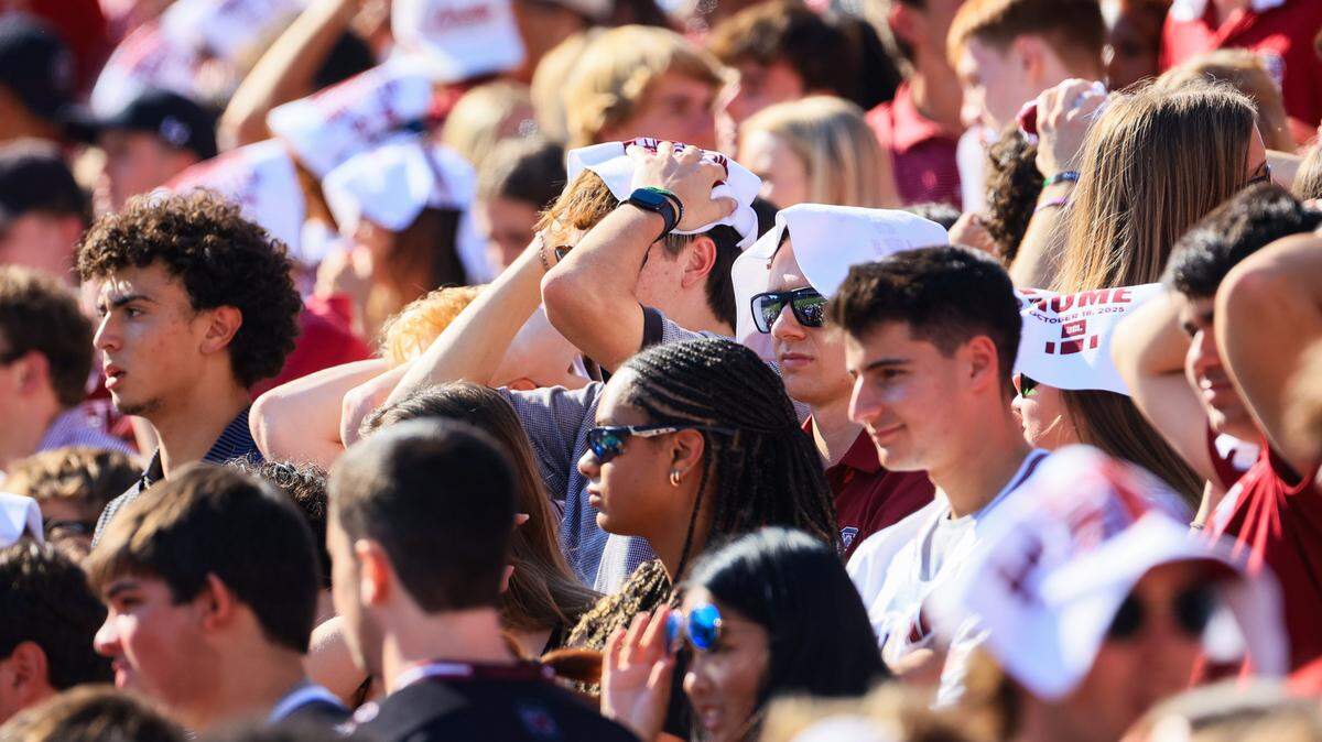 South Carolina fans look on as Oklahoma scored again at Williams-Brice Stadium on Saturday, October 18, 2025.