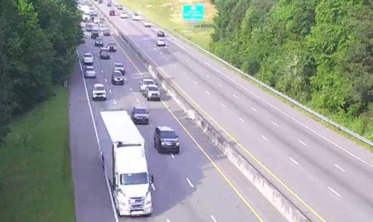 Traffic was backed up following a crash.