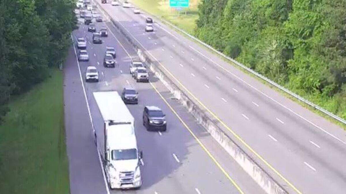 Traffic was backed up following a crash.