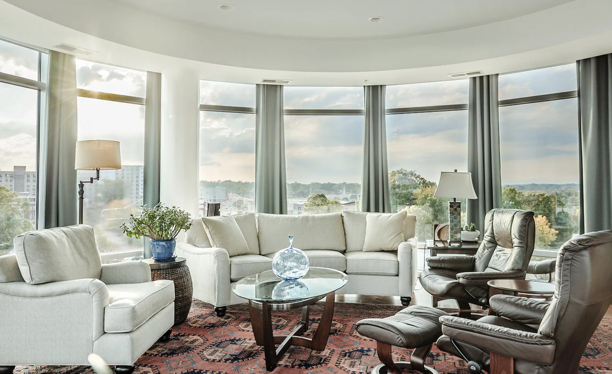 The Blue Ridge Escarpment can be seen from this Terrace at RiverPlace condo.
