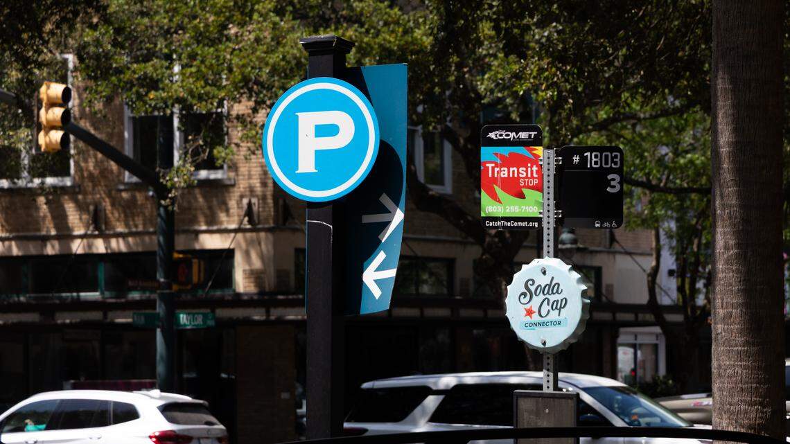 Downtown Columbia, South Carolina is full of parked cars and midday traffic on Wednesday, April 1, 2026. 
