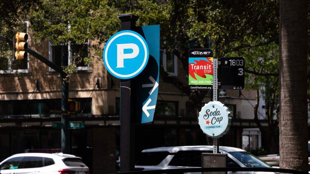 Downtown Columbia, South Carolina is full of parked cars and midday traffic on Wednesday, April 1, 2026. 