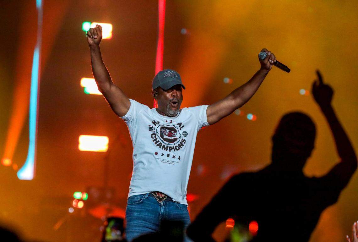 Darius Rucker performs for fans during a concert at the Colonial Life Arena on Sunday, April, 24, 2022. Rucker promised the concert for USC when the Gamecocks women’s basketball team won the 2022 National Championship.