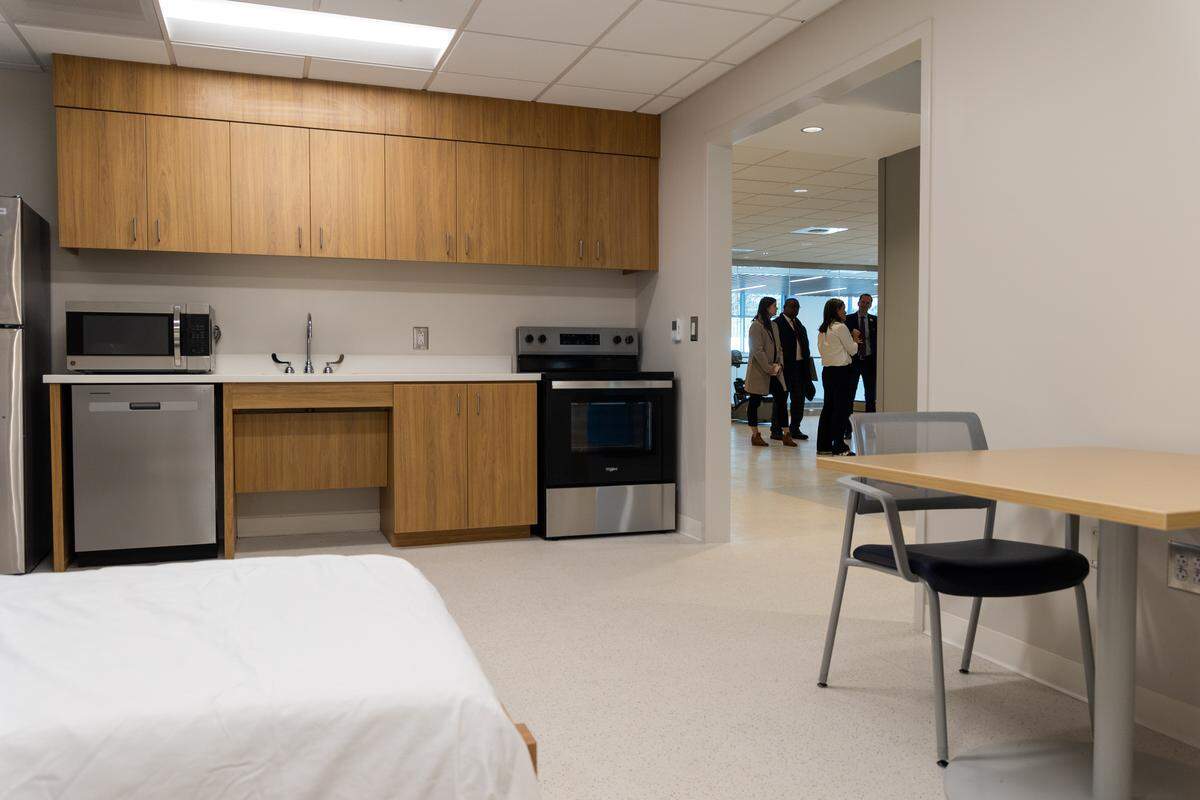 A rehabilitation and diagnostic area at the new University of South Carolina Brain Health Center, located near the Bull Street District, on Wednesday, March 18, 2026. The disconnected appliances help train those with brain injuries and illnesses on household tasks. 