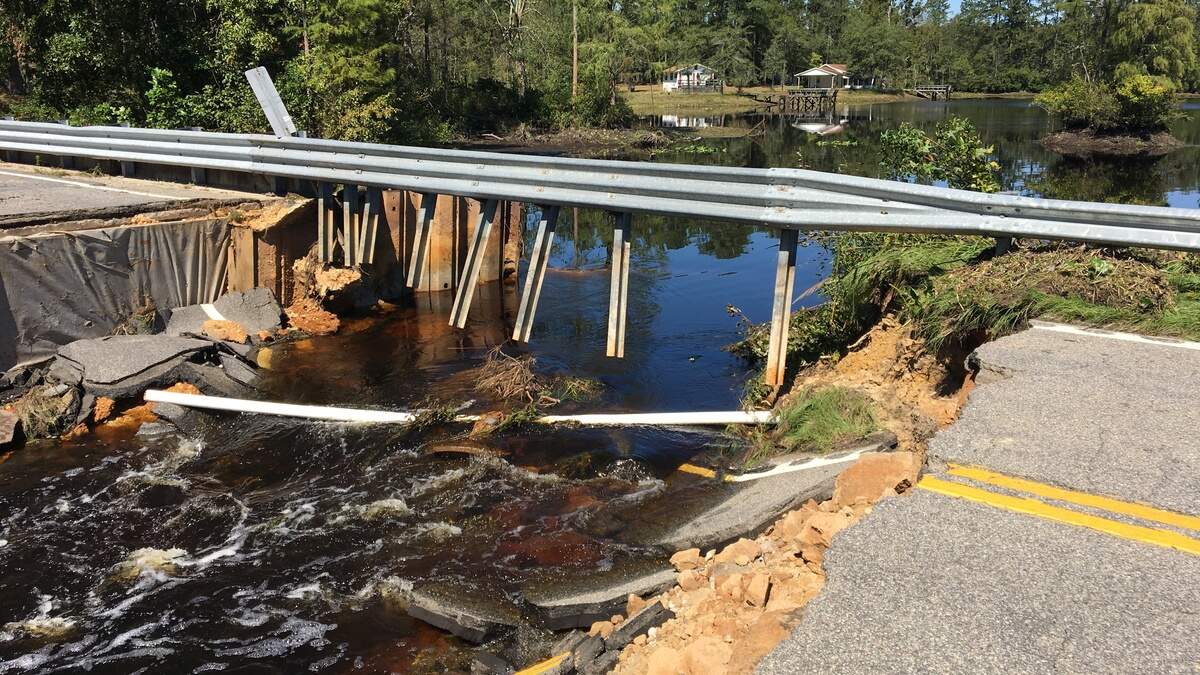 This dam in Marlboro County blew out during Hurricane Florence. It is one of about a dozen dams that broke after the storm soaked South Carolina, flooding many communities in the Pee Dee region.
