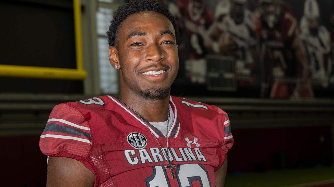 Jalen Brooks during team media day on Thursday, Aug. 4, 2022 in the University of South Carolina’s Jerri and Steve Spurrier Indoor Practice Facility.