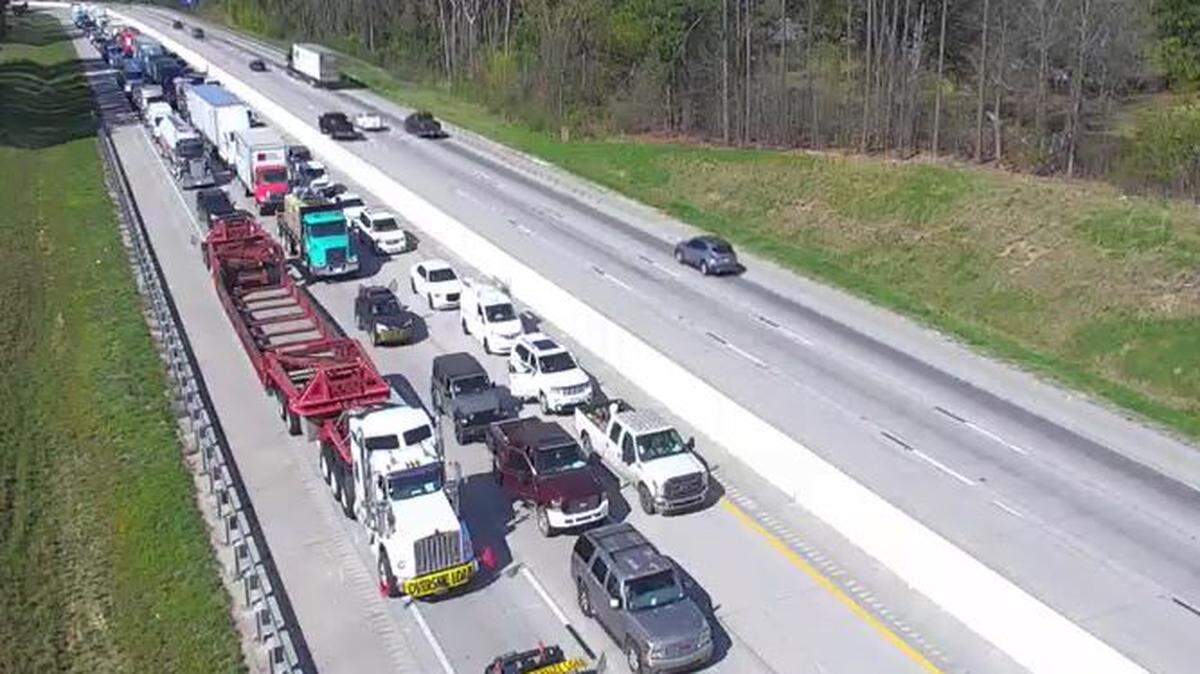 Vehicles were backed up following a collision.