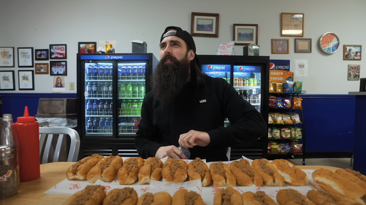 Adam Moran, Beard Meets Food, took on the hot dog eating contest at Skin’s Hot Dogs in Easley,