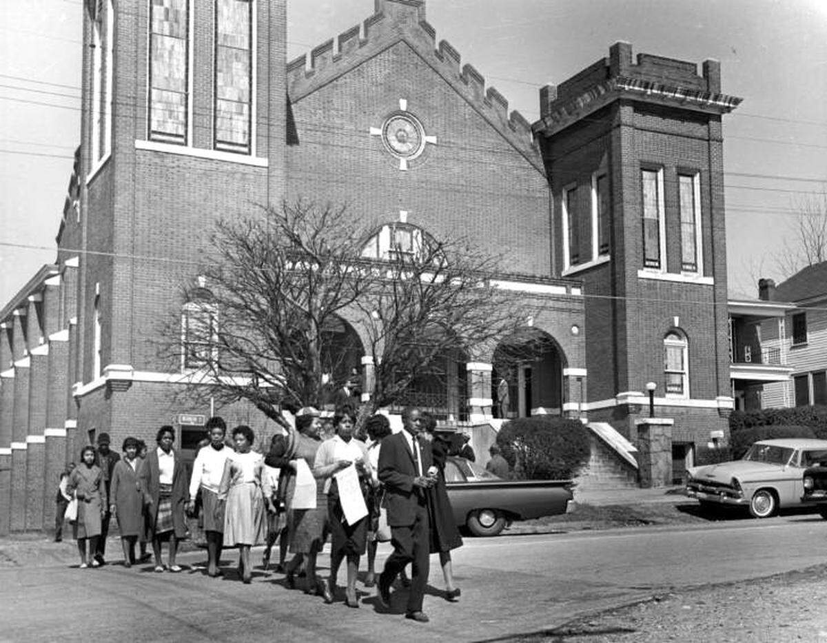 People march around the S.C. State House and through Columbia on March 2, 1961. Many protesters were arrested including James Edwards, who became the lead plaintiff in a Supreme Court case.