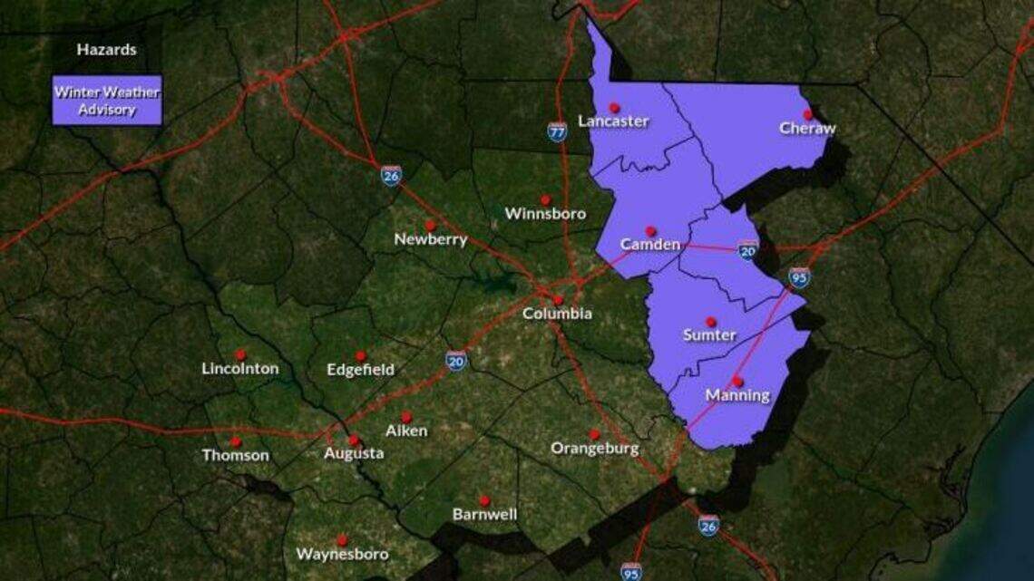 Winter weather advisory issued for parts of the Midlands, where snow is possible