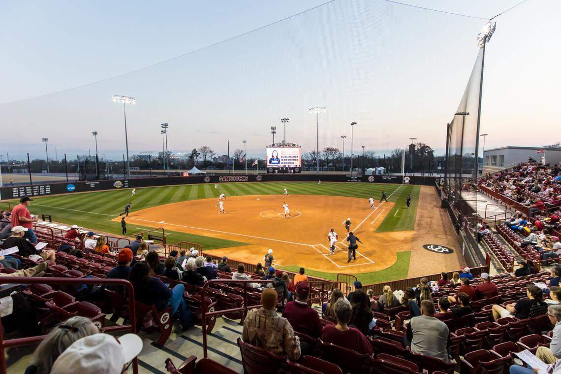 The South Carolina Gamecocks play the Virginia Cavaliers at Carolina Softball Stadium in Columbia, SC, 2/6/25.