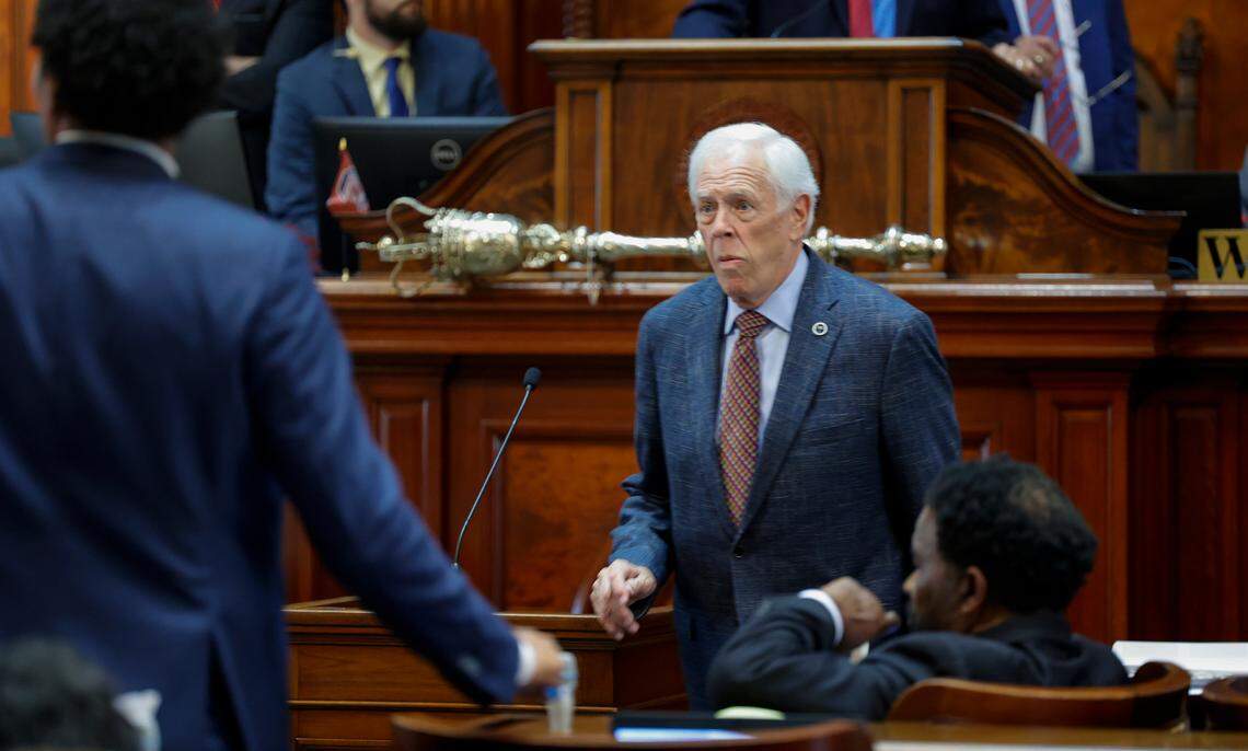 S.C. Rep. Bill Taylor, R.-Aiken, moves through the S.C. house chamber while amendments are being debated in the abortion bill on Tuesday, Aug. 30, 2022.