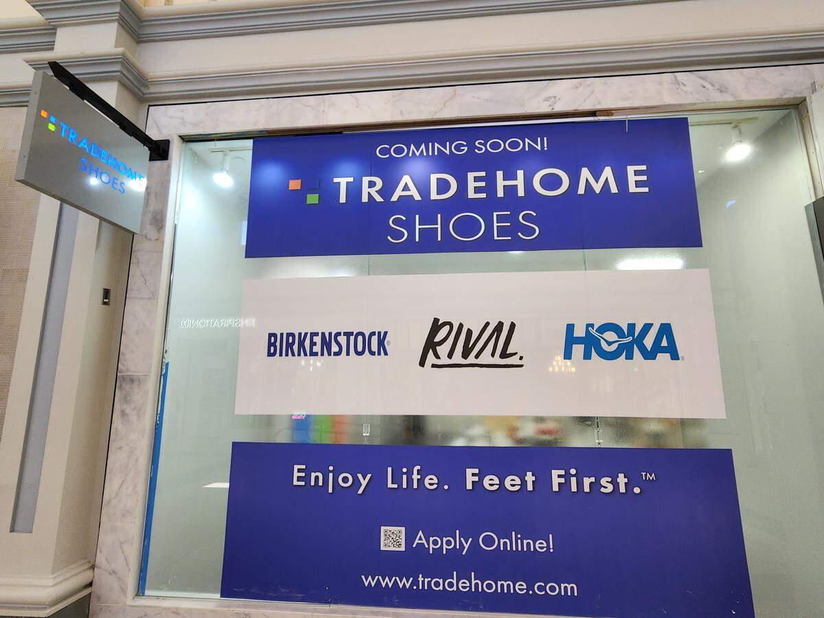 A Tradehome Shoes store is being prepped in the Columbiana Centre mall.
