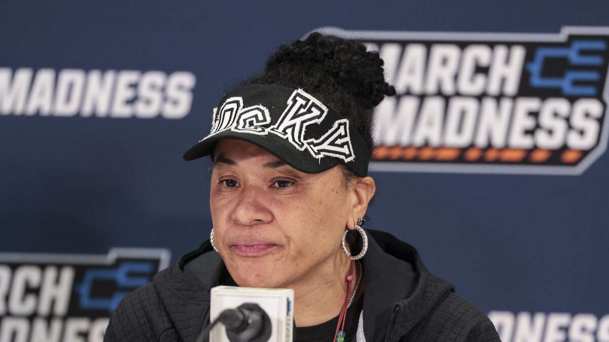 South Carolina's head coach Dawn Staley speaks to the media during a press conference on Friday, March 20, 2026 before their NCAA Tournament First Four game against Southern University at Colonial Life Arena.at Colonial Life Arena.