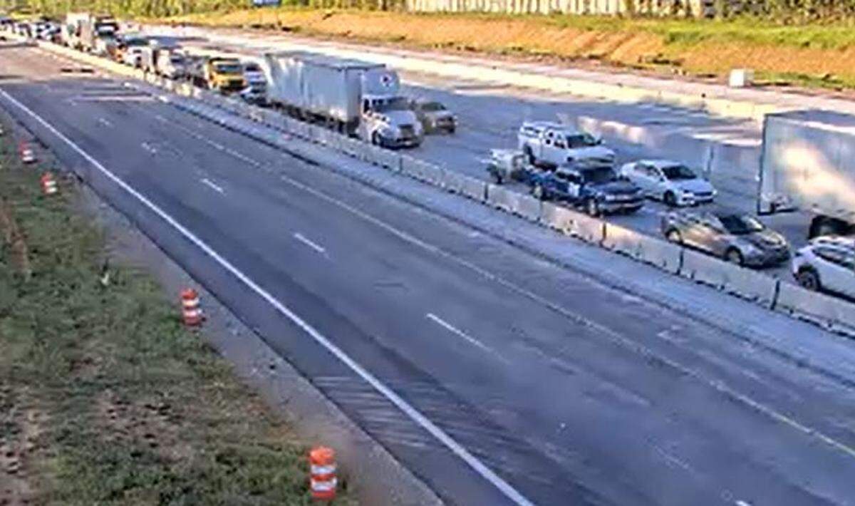 Vehicles were stuck in traffic following a collision.