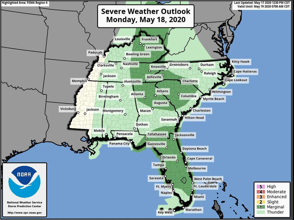 A rainy week is forecast to start with thunderstorms Monday.