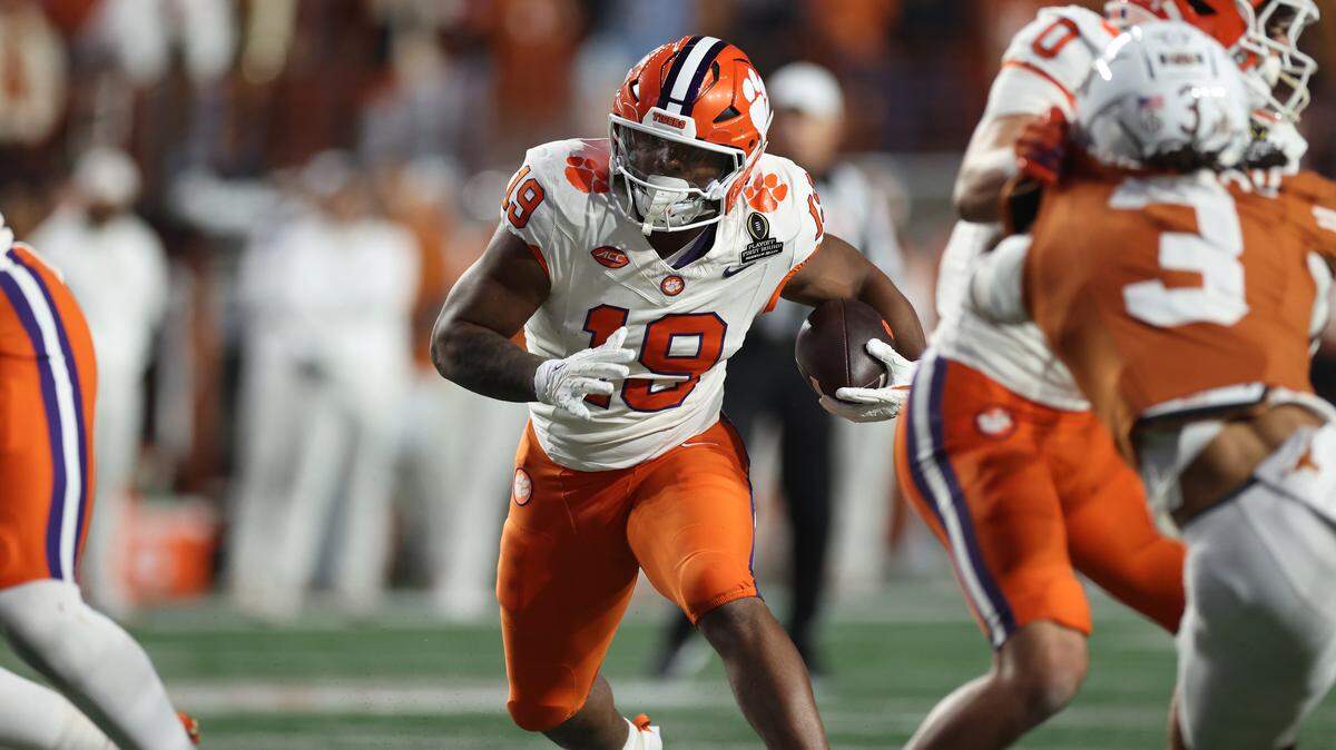 Clemson RB Keith Adams Jr. (No. 19) runs the ball in the second half against the Texas Longhorns during a CFP First Round Game at Darrell K Royal-Texas Memorial Stadium on December 21, 2024 in Austin, Texas.