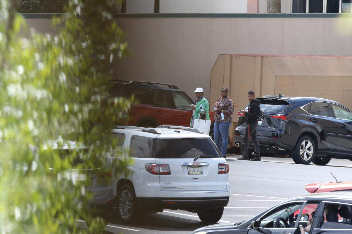 Scene outside Columbiana Centre mall in Columbia, S.C., where a shooting was reported Saturday, April 16, 2022.
