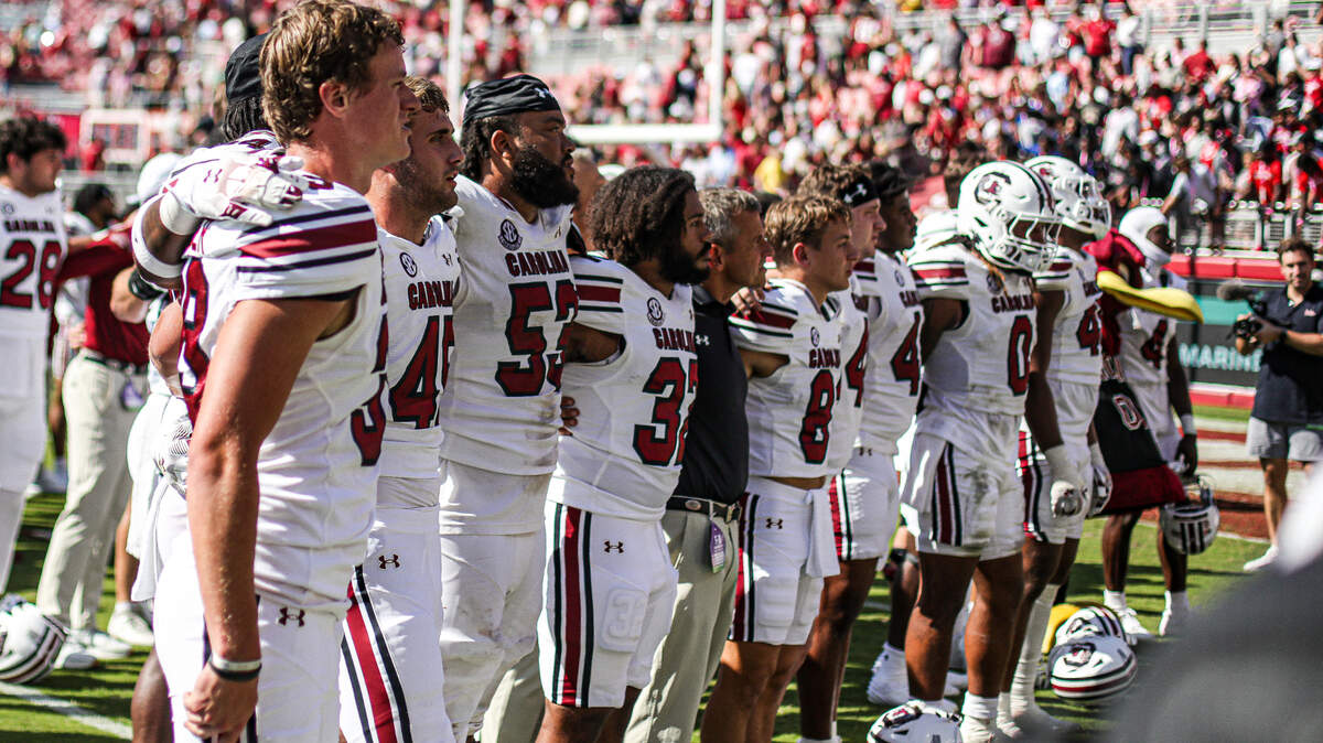 South Carolina reacts as the Gamecocks lose to Alabama on Saturday at Bryant-Denny Stadium in Tuscaloosa.