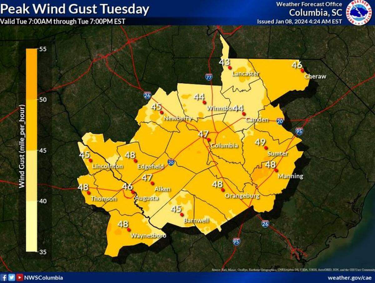 Severe weather is forecast for the Midlands region of South Carolina.