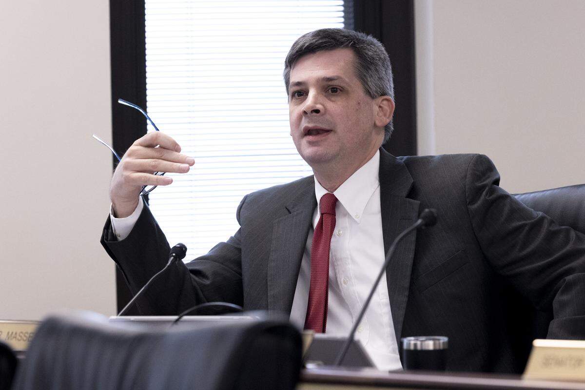 State Sen. Shane Massey, R-Edgefield, participates during a meeting of the Senate Education Committee on Wednesday, Feb. 25, 2026.