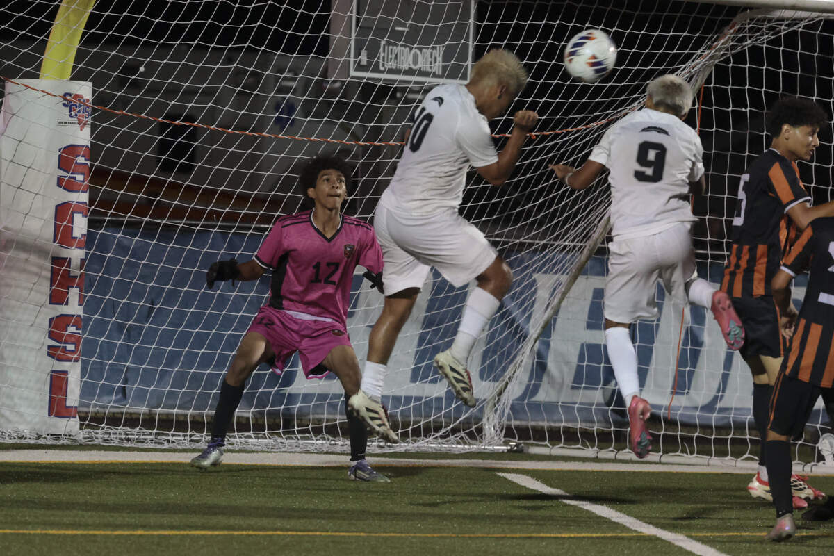 Gray Collegiate's Andres Campo (10) and Jason Gonzalez-Hernandez (9) work to score during the state championship game on May 22, 2026 at Memorial Stadium in Columbia, South Carolina.