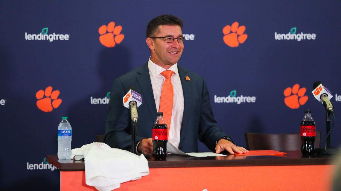 Clemson Tigers head baseball coach Erik Bakich during the introductory press conference at Doug Kingsmore Stadium, June 16th, 2022.