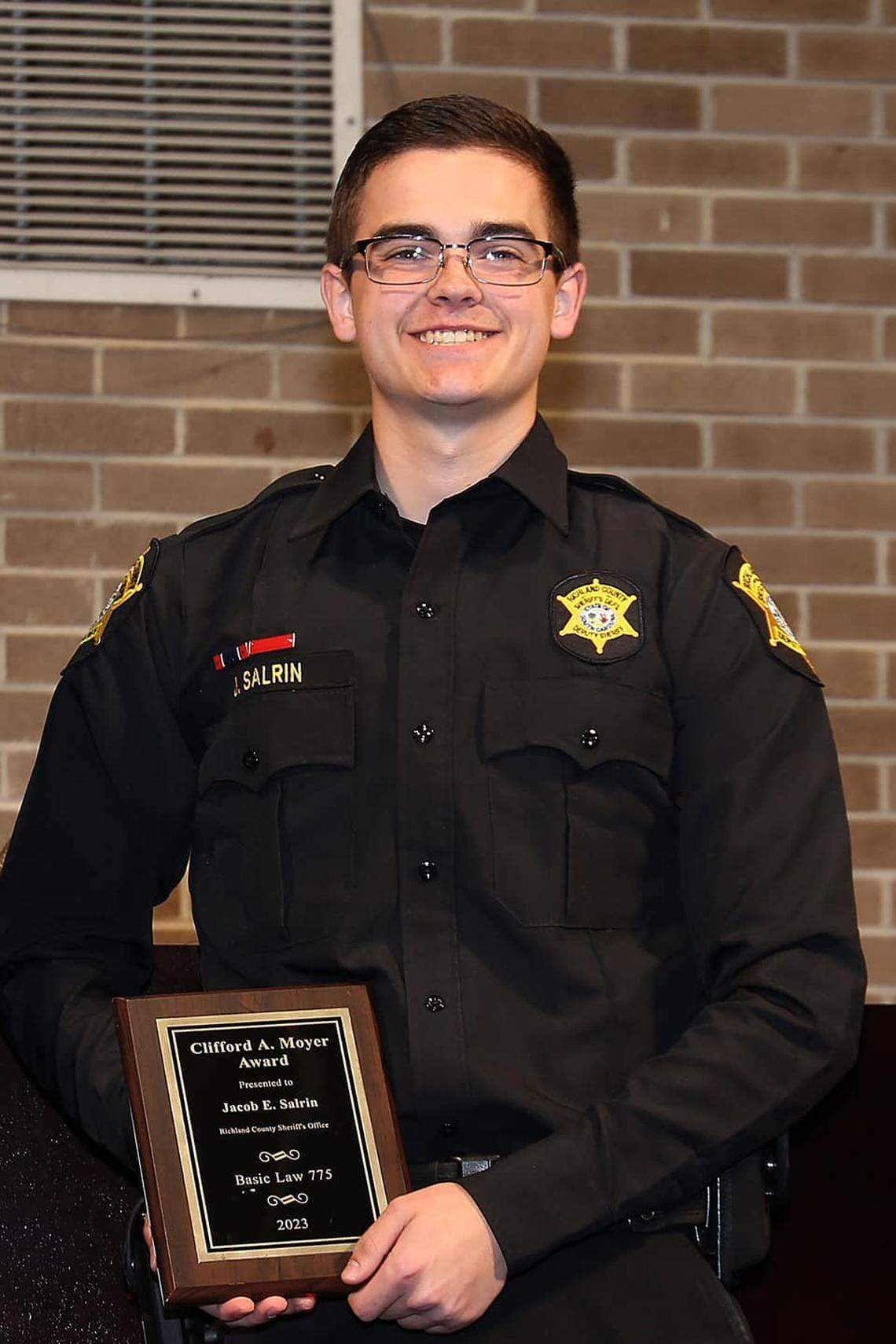 Richland County Sheriff’s Deputy Jacob Eric Salrin, 23, was awarded the Clifford Moyer Marksmanship award on his graduation from the South Carolina Criminal Justice Academy in January, 2023.