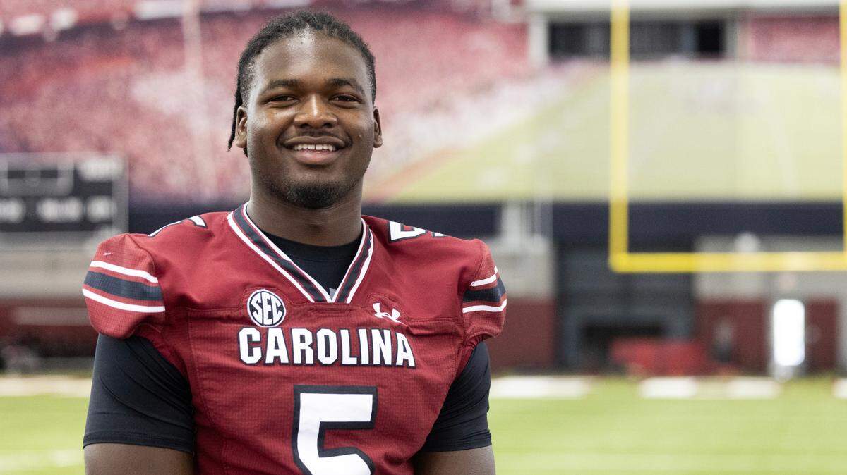 South Carolina’s Grayson “Pup” Howard speaks to media on Thursday, August 3, 2023.