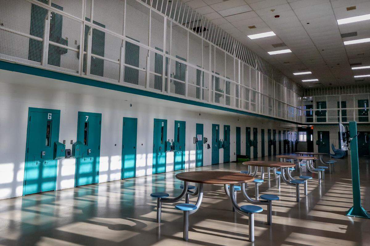 Morning sunlight streams into a newly renovated cell block at Alvin S. Glenn Detention Center in Columbia. The new cell blocks contain more secure, digital locks, two-story security towers and an enclosed second story.
