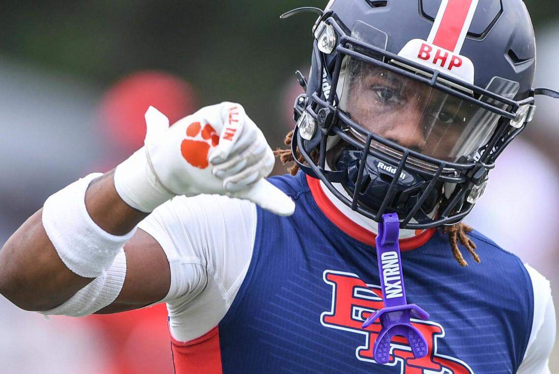 Belton-Honea Path High senior Marquise Henderson (3) before the game at Westside High in Anderson, S.C. Friday, September 13, 2024.