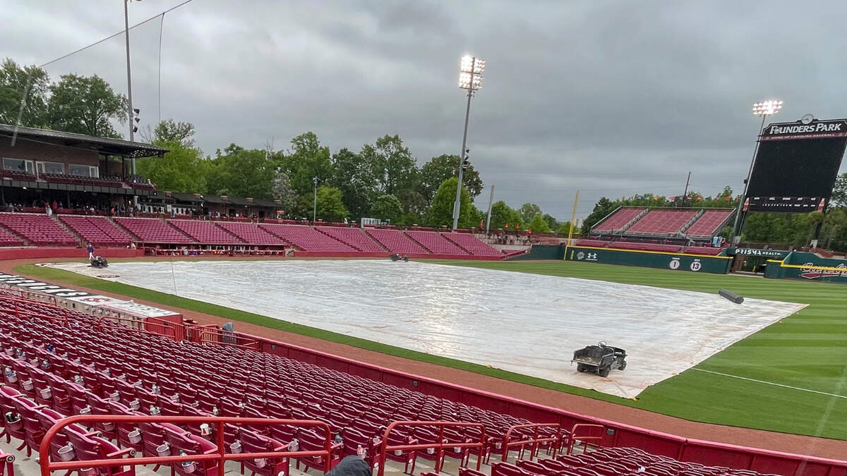 Founders Park is shown Friday in a weather delay