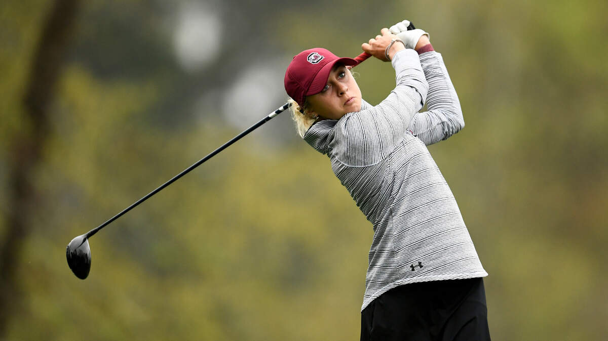 Pauline Roussin-Bouchard of France plays her stroke from the No. 3 tee during Round 1 of the Augusta National Women’s Amateur, Wednesday, March 31, 2021.
