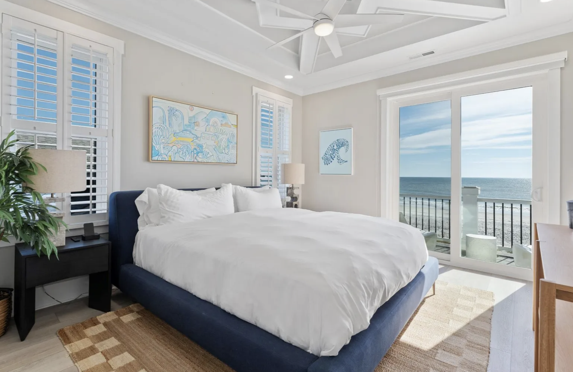 Five of the eight bedrooms in this Surfside Beach home have ocean views.