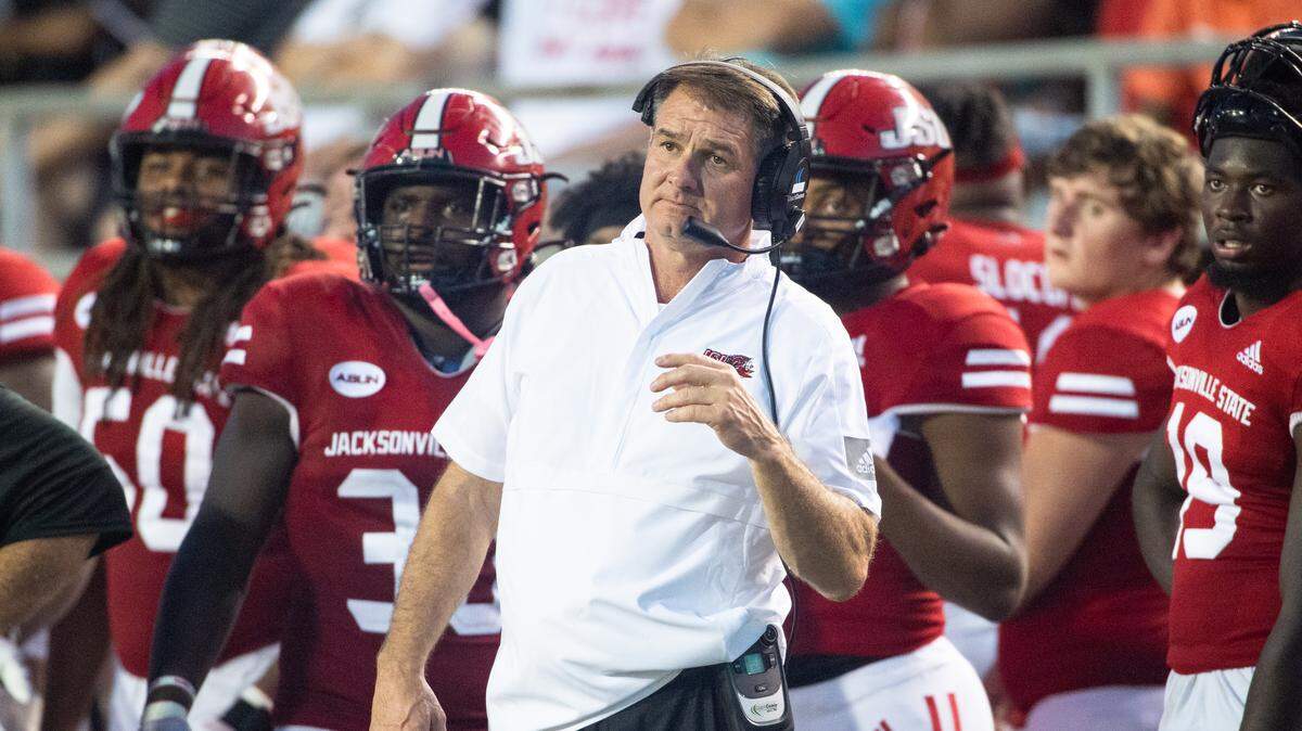Clemson football analyst John Grass was head coach at Jax State from 2014-21.