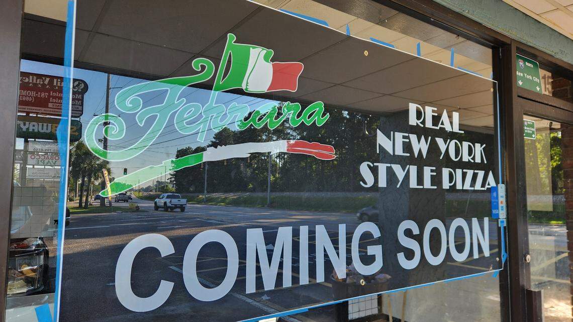 A sign noted that Ferrara, a pizza spot, is coming soon to 6810 St. Andrews Road unit 15 in Irmo, in the Quail Valley Plaza shopping center near Irmo High School.
