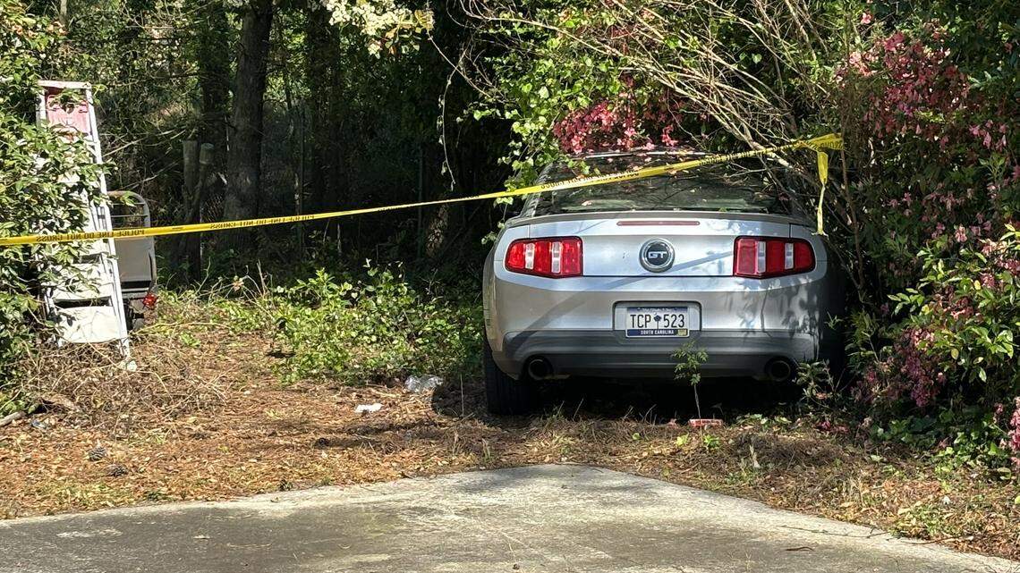 Police tape blocks off where a vehicle crashed following a chase, according to the Columbia Police Department.