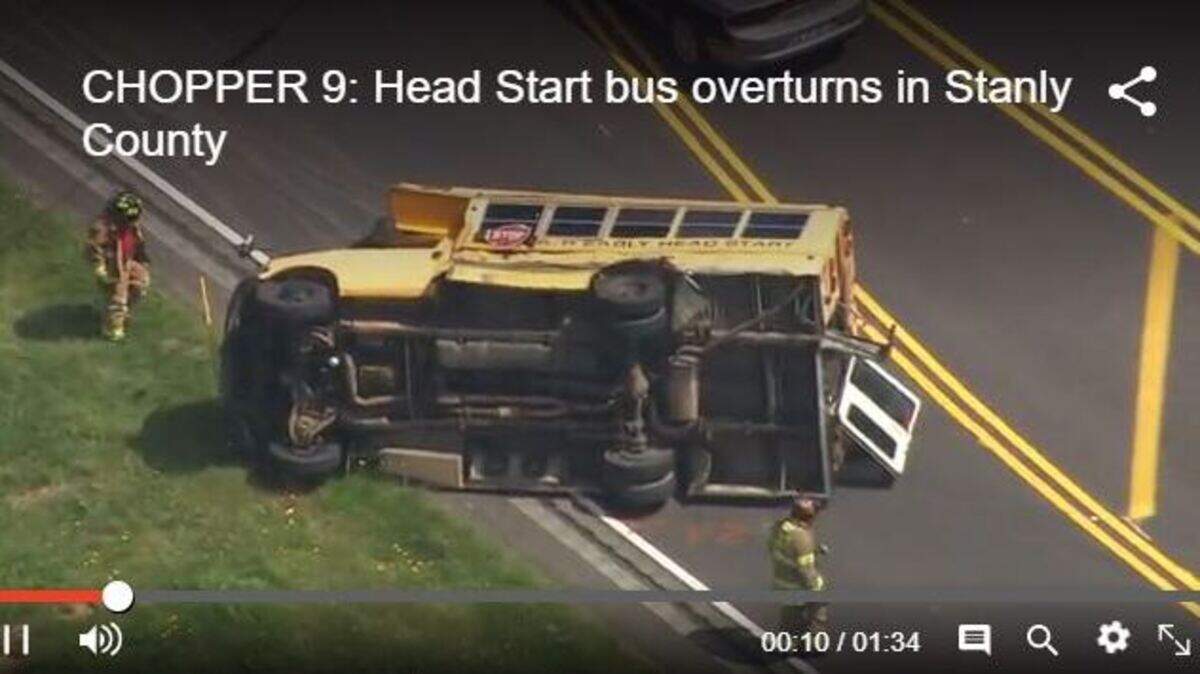 At least 17 people have been injured after a school bus overturned, North Carolina officials said.