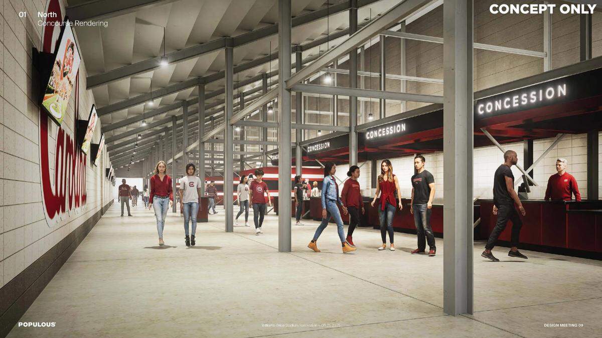 A look at the vision for the future concourse area on the east side of Williams-Brice Stadium.