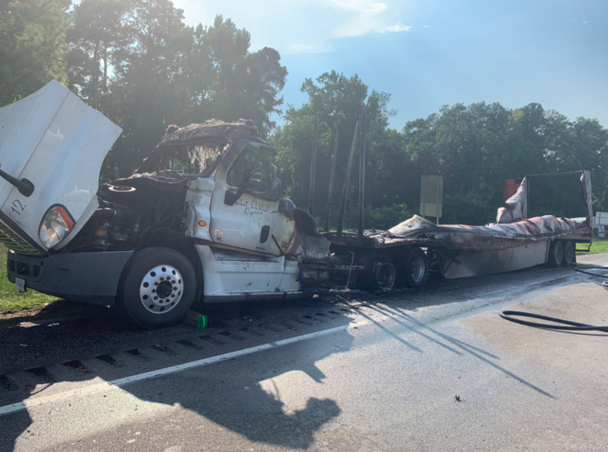 A fire destroyed a semi-truck on I-26 near St. Andrews Road and I-20 in the Columbia and Lexington County area.