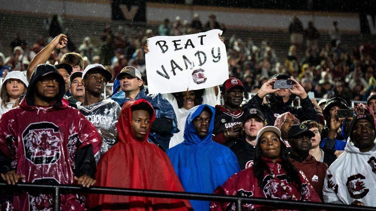 South Carolina Gamecocks’s fans react after the win against Vanderbilt Commodores at FirstBank Stadium in Nashville, Tenn., Saturday, Nov. 9, 2024.