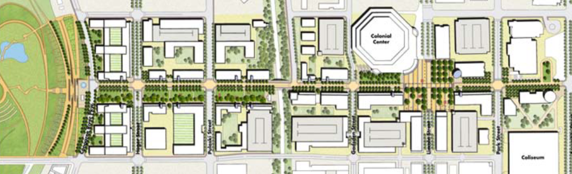 Greene Street is envisioned as the main connecter between downtown, USC and the Congaree riverfront. The concept is outlined in a 2007 master plan, which this rendering is borrowed from.