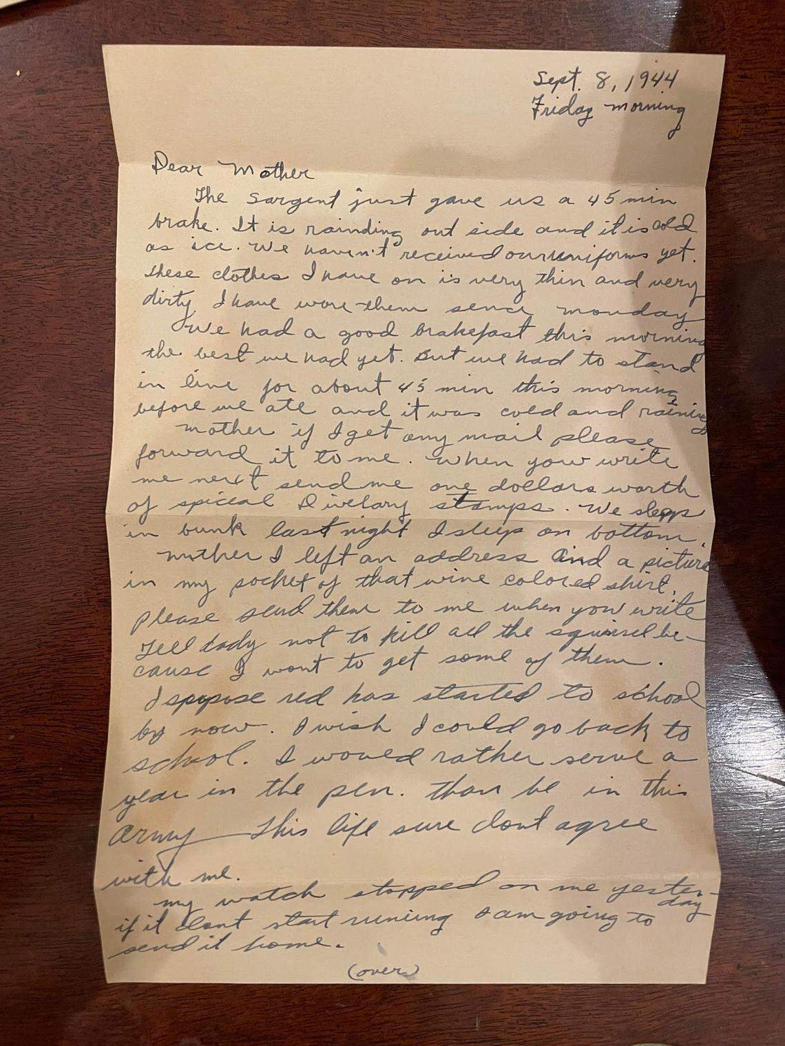 A letter home from U.S. Army Pvt. 1st Class Arthur W. Crossland Jr.