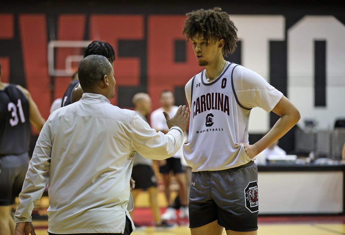 South Carolina’s Jordan Butler during a summer men’s basketball practice on Tuesday, July 30, 2024 inside Carolina Coliseum.