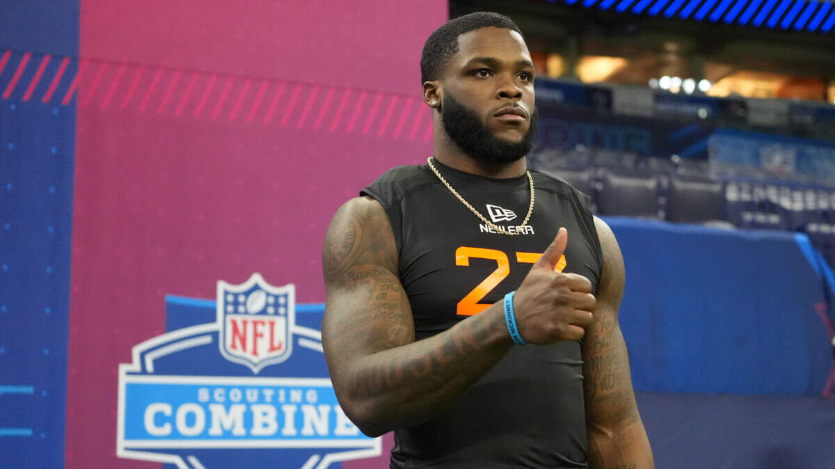 South Carolina running back Rocket Sanders during the 2025 NFL Scouting Combine at Lucas Oil Stadium.