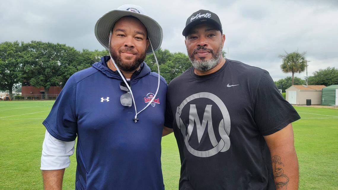Former Lower Richland football standouts Jonathan and Harold Goodwin. Jonathan played in the NFL for 13 years and is a high school assistant coach at Providence Day. Harold is the running game coordinator/assistant coach for the Tampa Bay Buccaneers